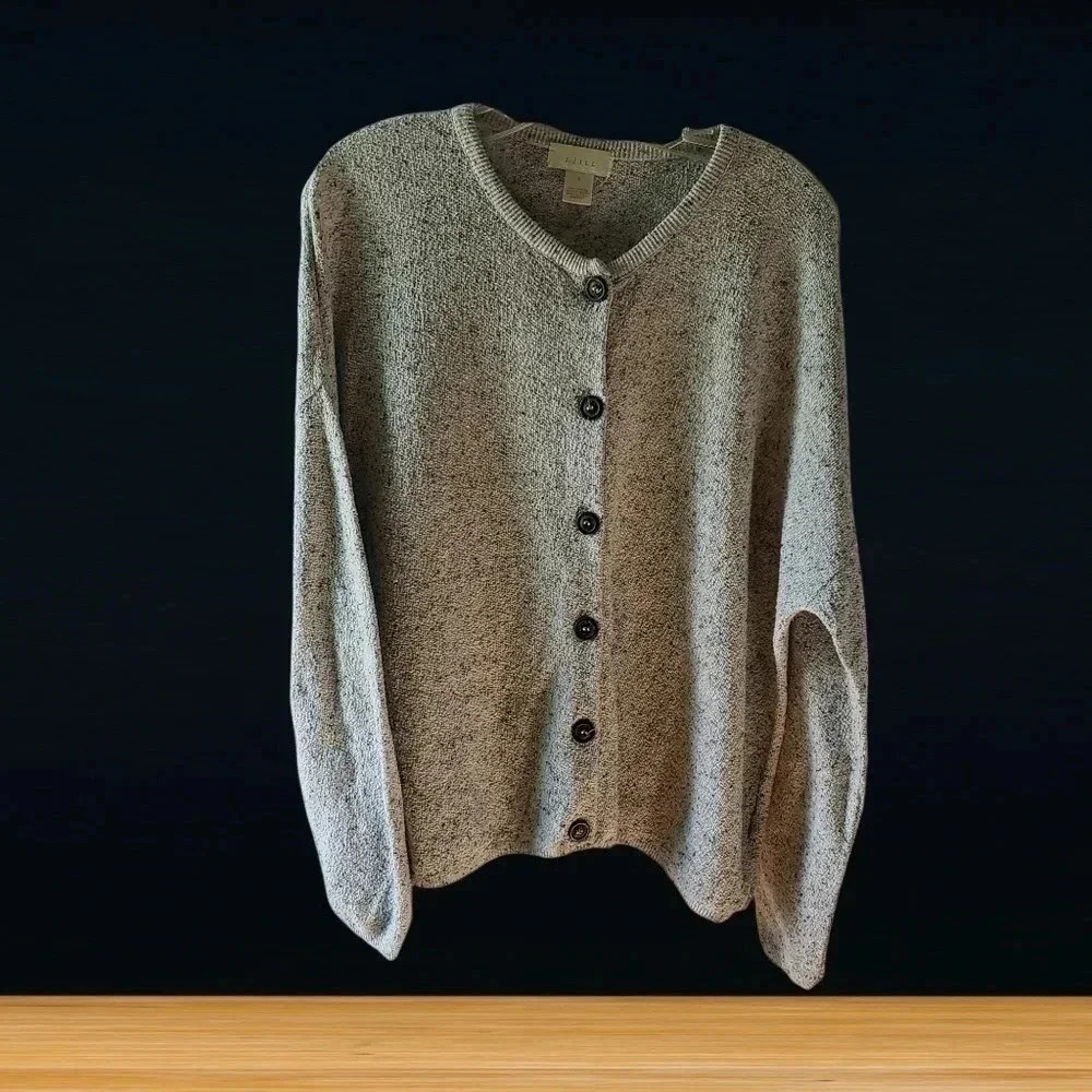 J-jill women cardigan button up size S silver